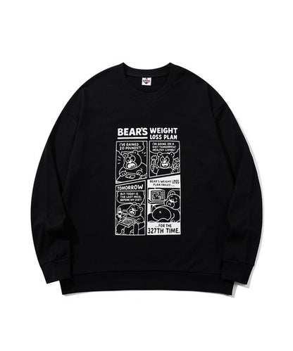 HOOK -original-　「BEAR’S WEIGHT LOSS PLAN」コミックプリント スウェット