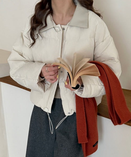 Color block short down jacket