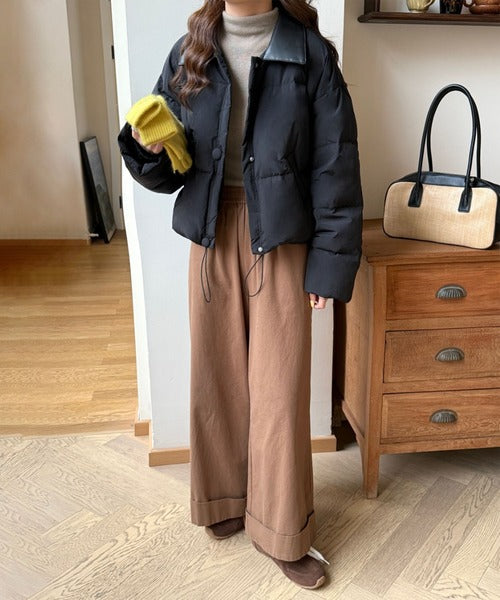 Color block short down jacket