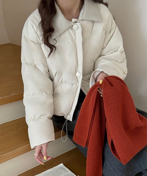 Color block short down jacket