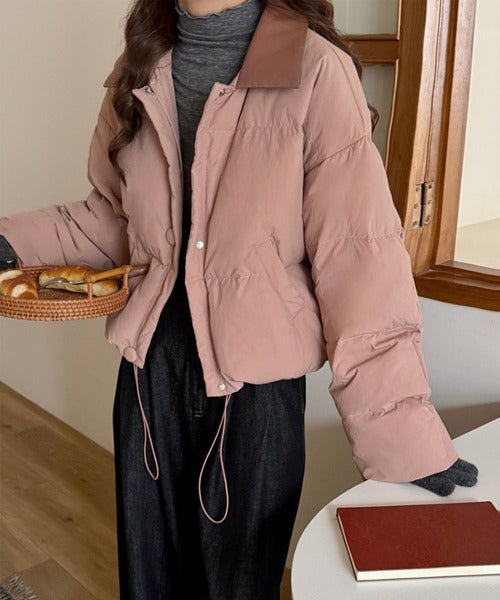 Color block short down jacket
