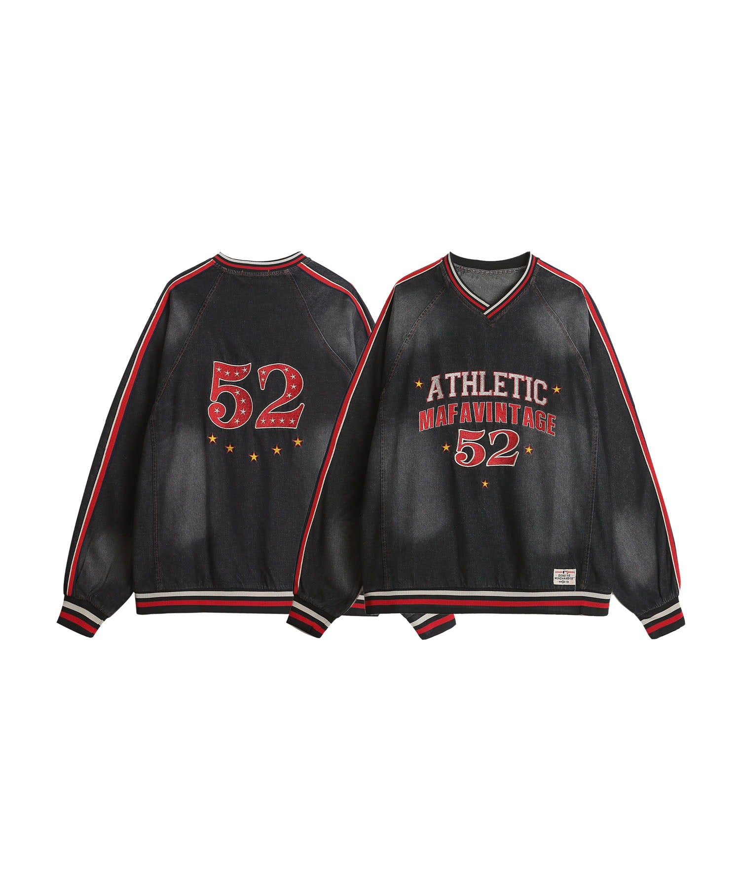 ヴィンテージ風 デニム Vネックトレーナー