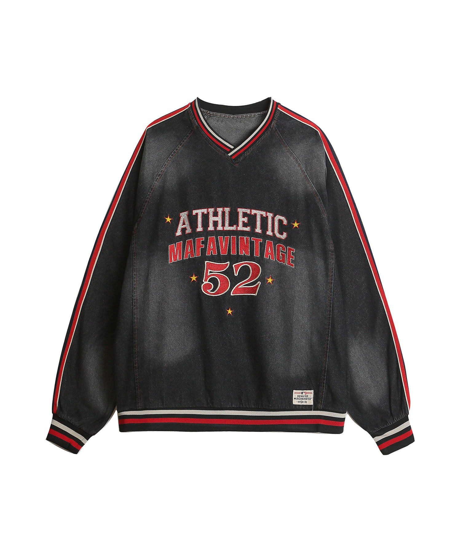 ヴィンテージ風 デニム Vネックトレーナー