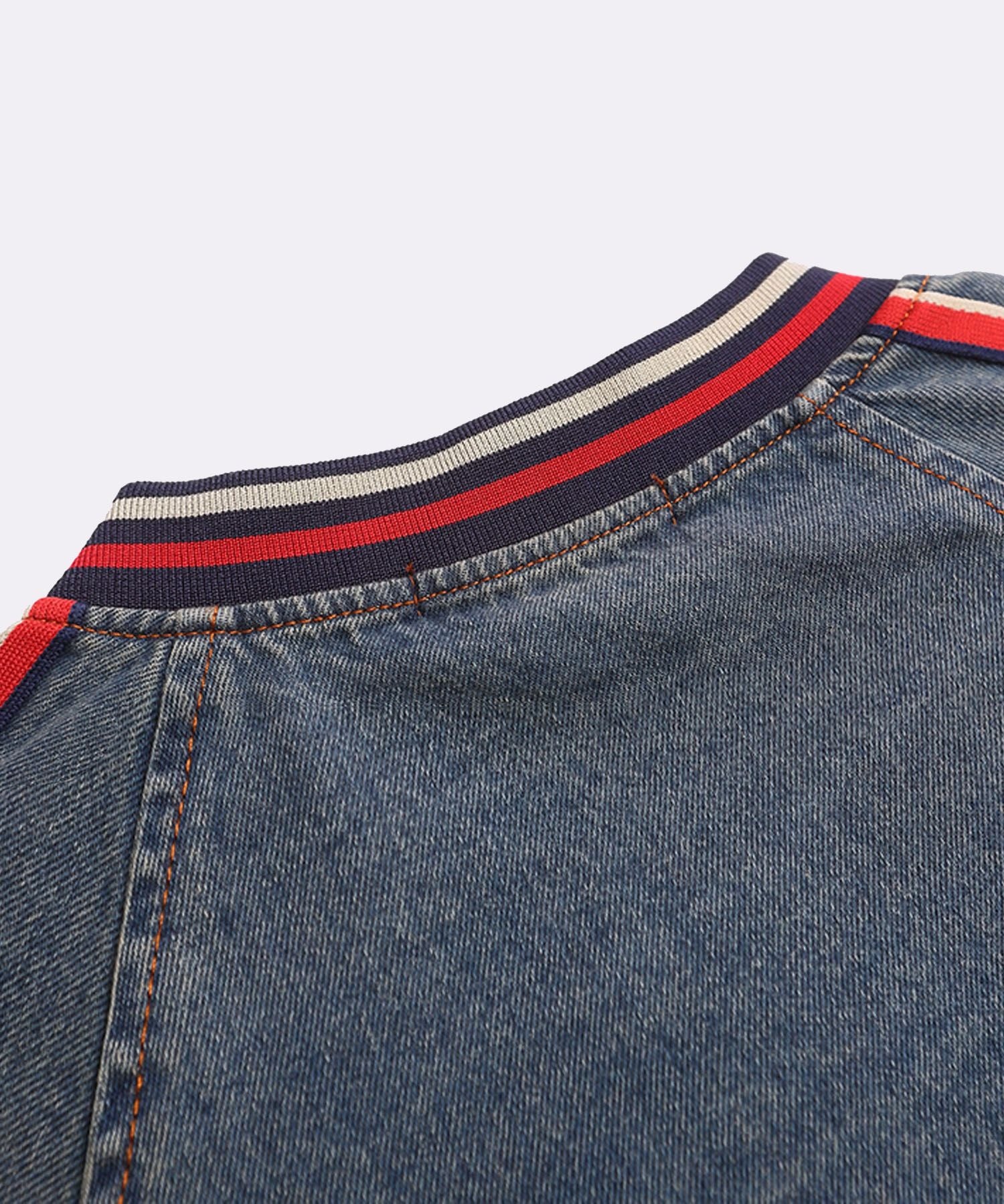 ヴィンテージ風 デニム Vネックトレーナー