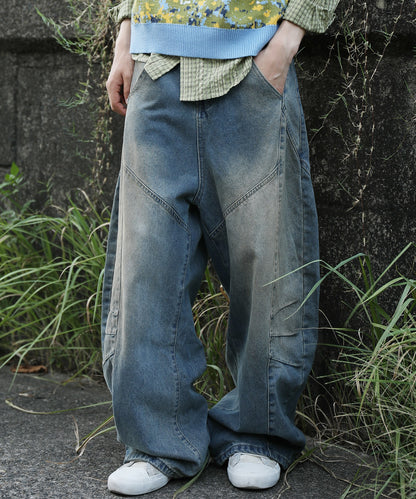コクーン 古着風 デニムパンツ