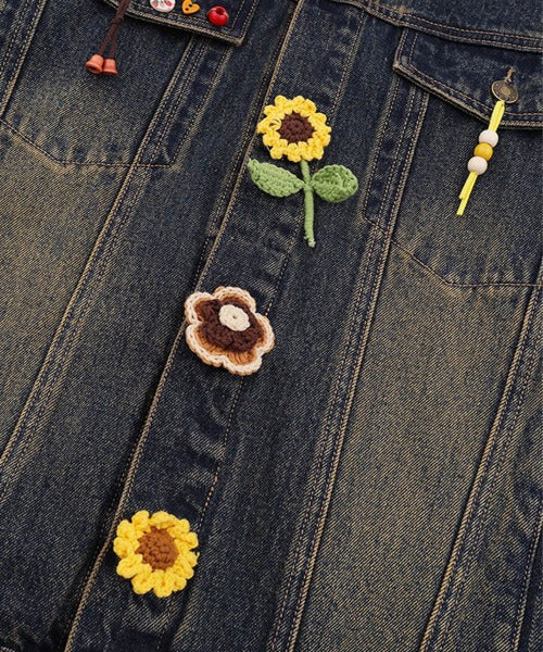 フラワーモチーフ カラフルビーズ デニムジャケット – 《公式