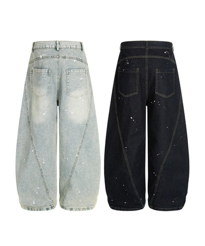コクーン ペンキ加工 デニムパンツ