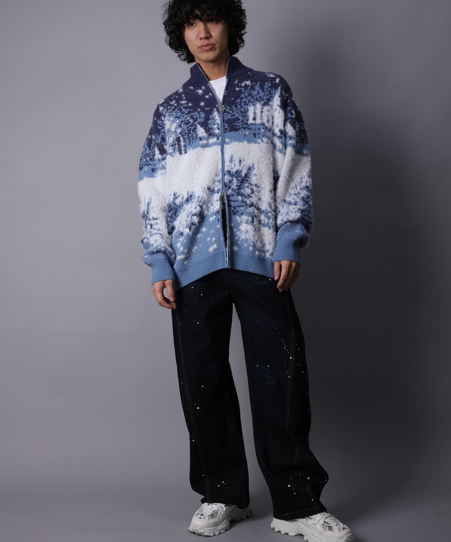 コクーン ペンキ加工 デニムパンツ