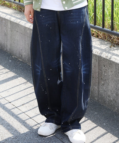 コクーン ペンキ加工 デニムパンツ
