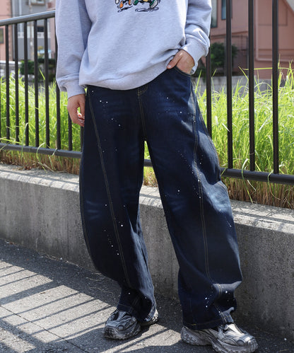 コクーン ペンキ加工 デニムパンツ