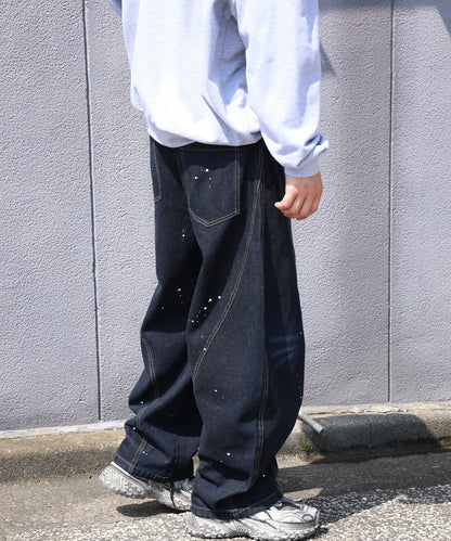 コクーン ペンキ加工 デニムパンツ