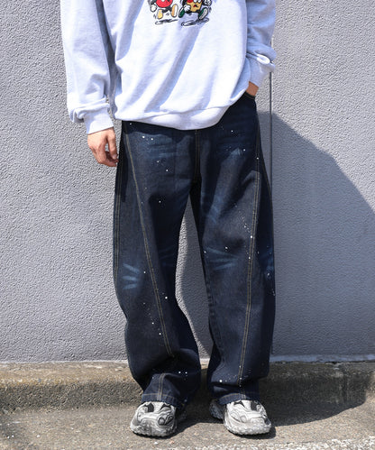 コクーン ペンキ加工 デニムパンツ