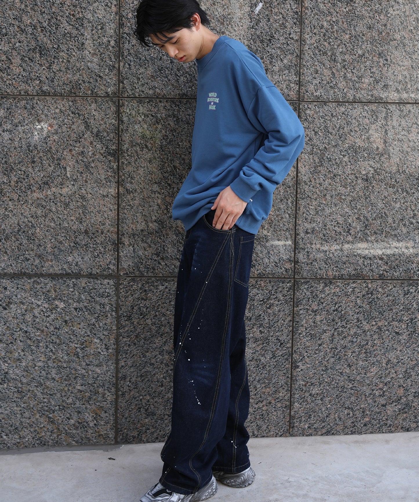 コクーン ペンキ加工 デニムパンツ