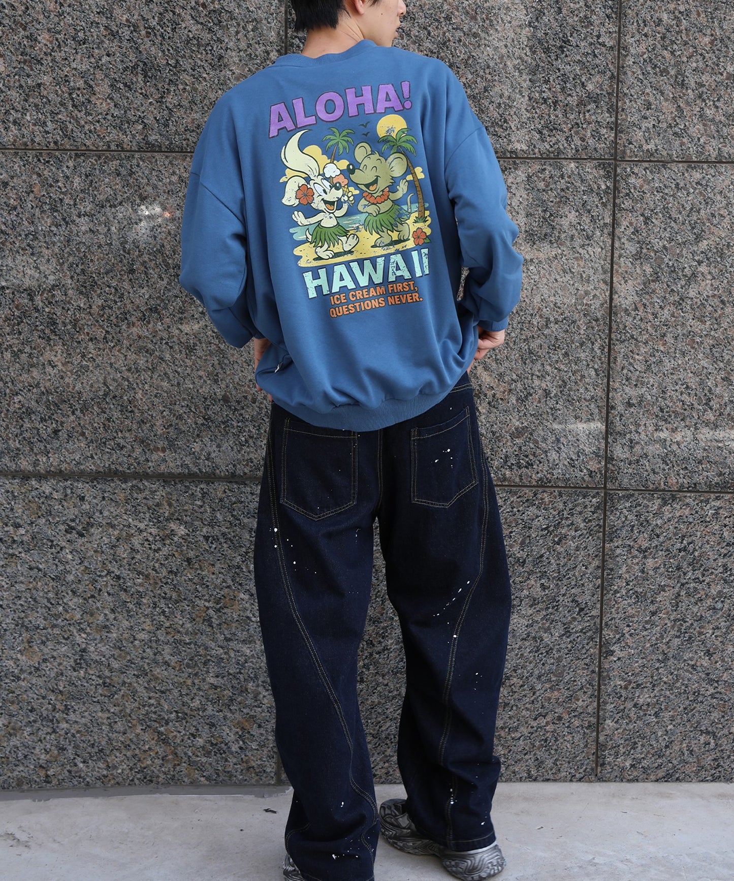 コクーン ペンキ加工 デニムパンツ
