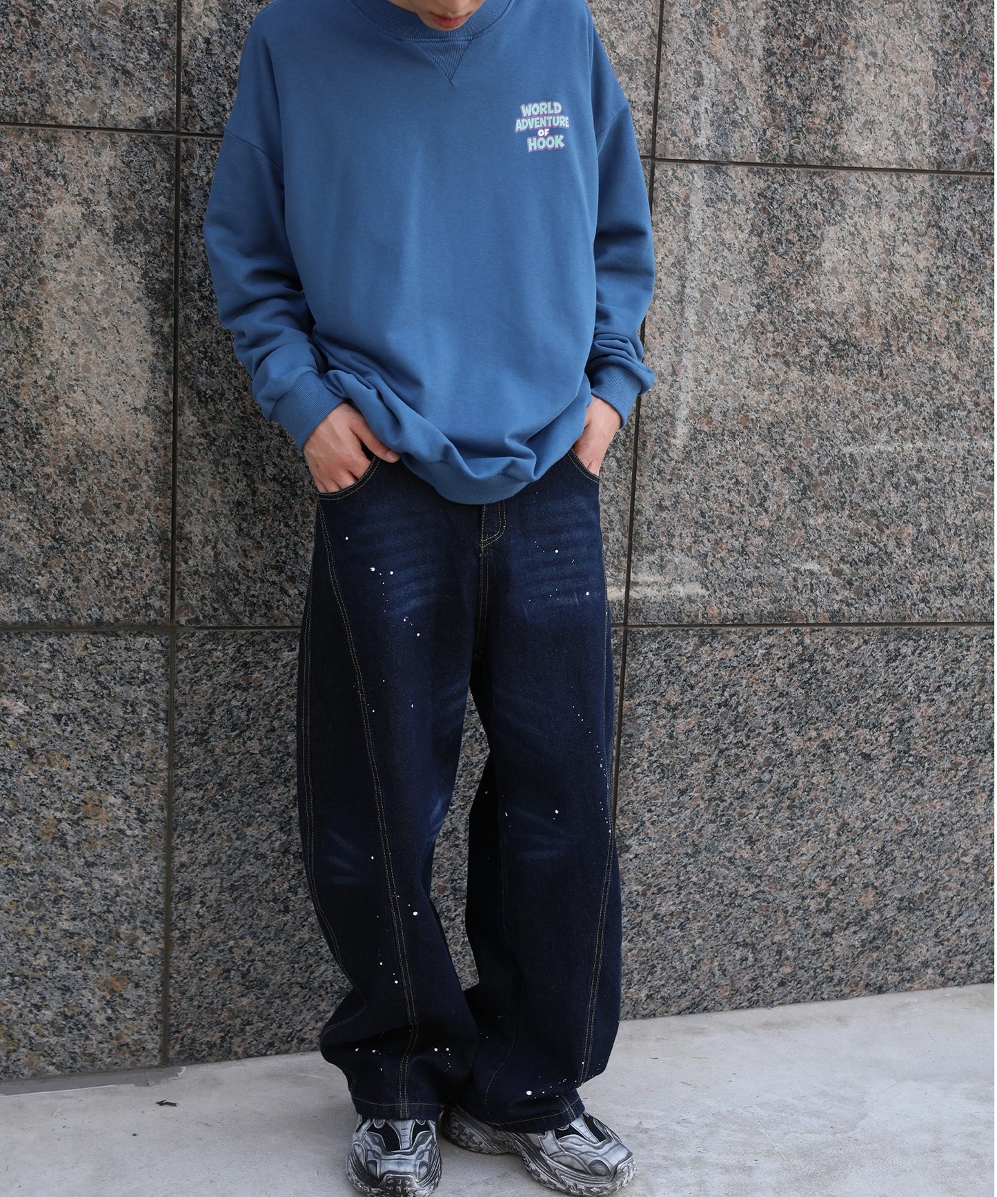 コクーン ペンキ加工 デニムパンツ