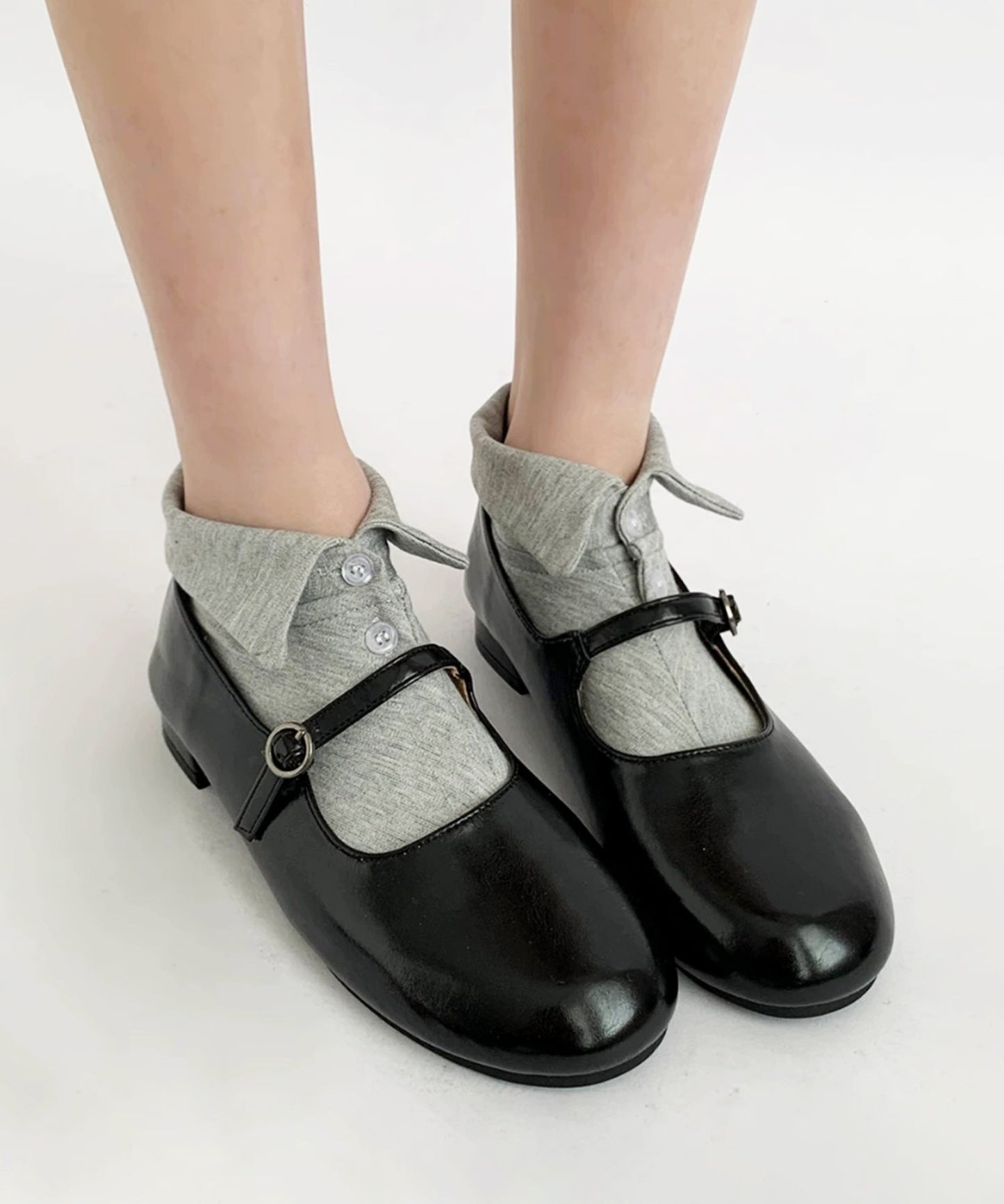 【HOOK】for girls ポロ襟デザイン　ヴィンテージライク 無地ショートソックス