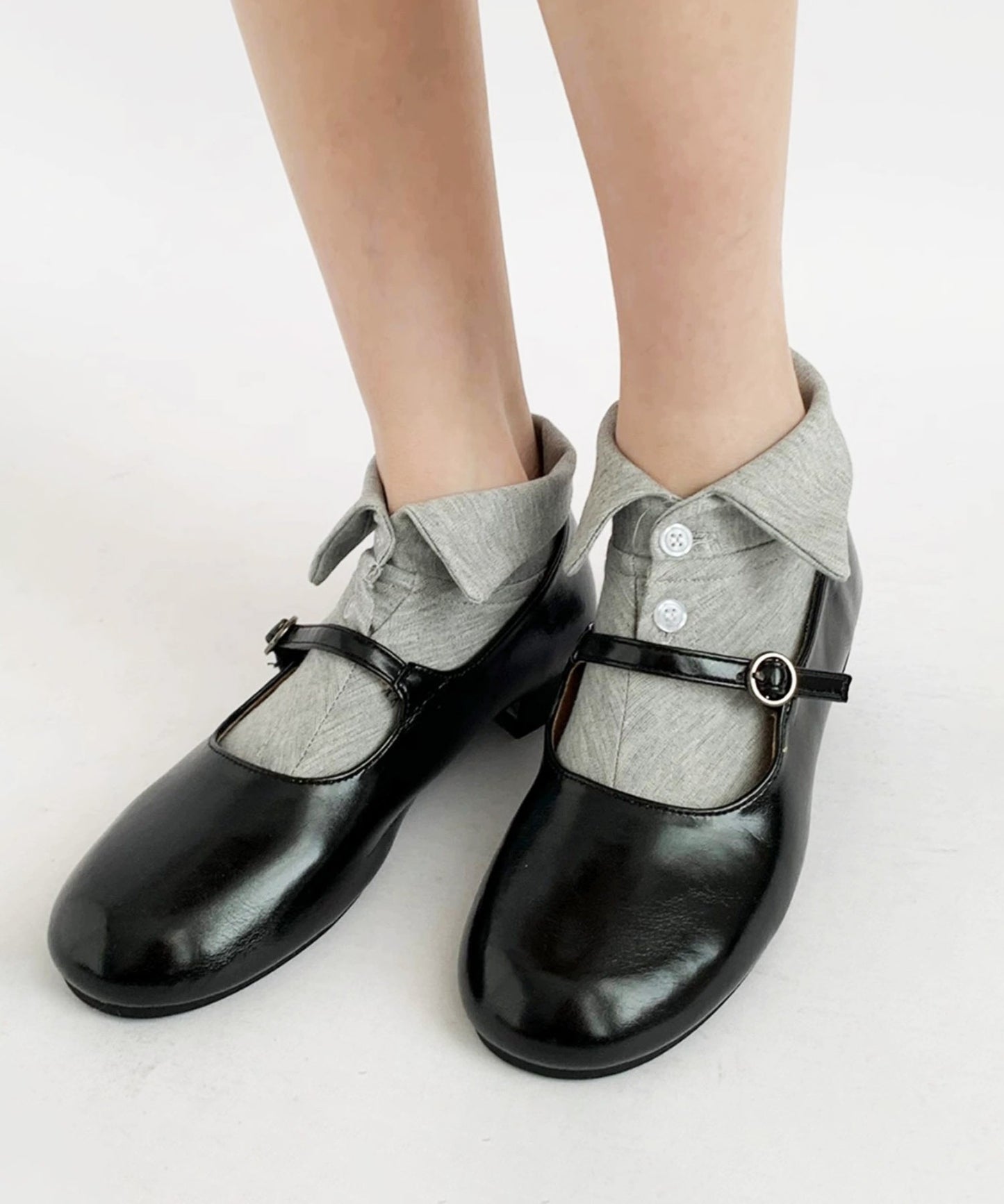 【HOOK】for girls ポロ襟デザイン　ヴィンテージライク 無地ショートソックス