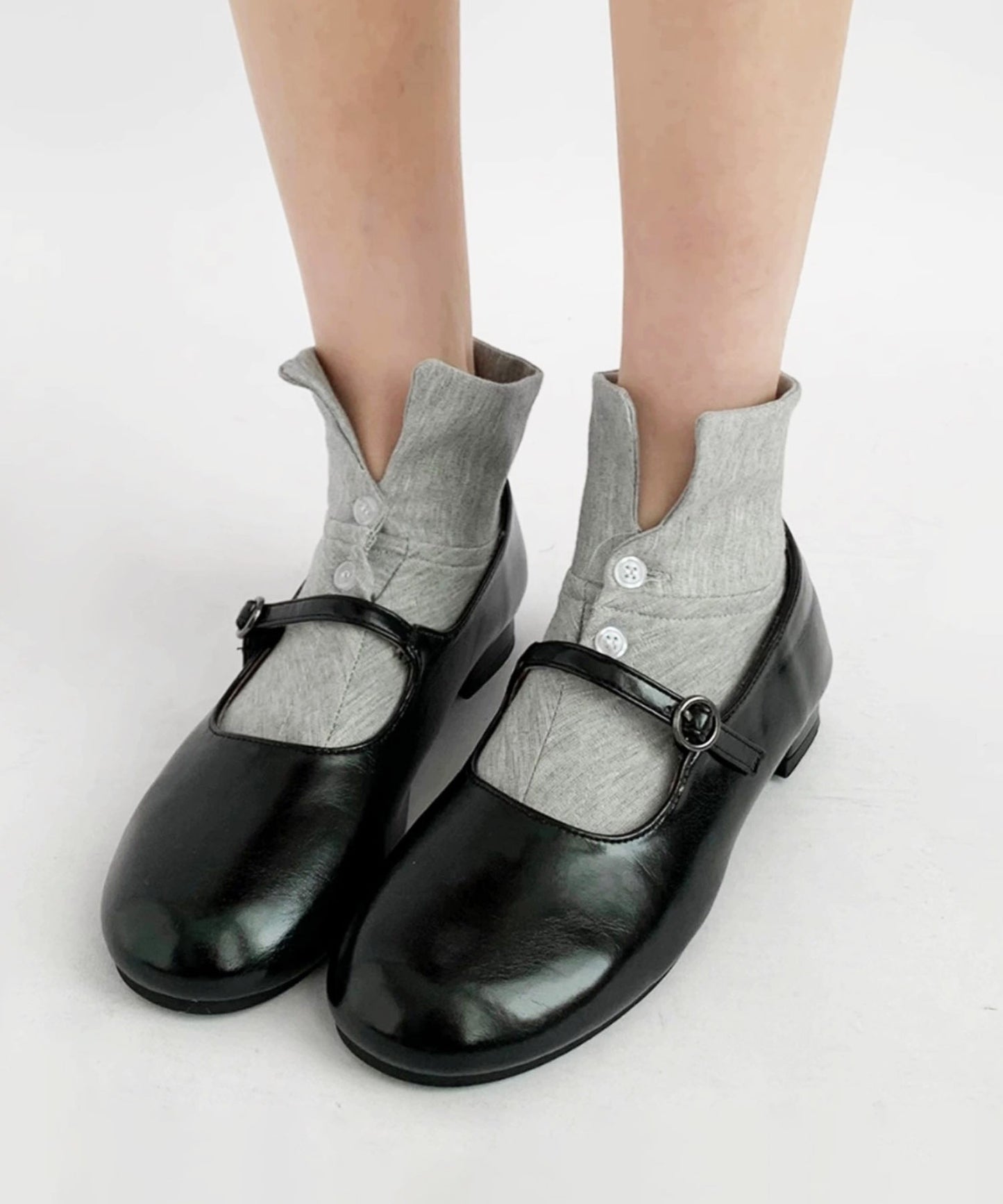 【HOOK】for girls ポロ襟デザイン　ヴィンテージライク 無地ショートソックス