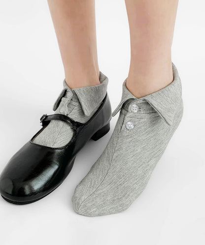 【HOOK】for girls ポロ襟デザイン　ヴィンテージライク 無地ショートソックス