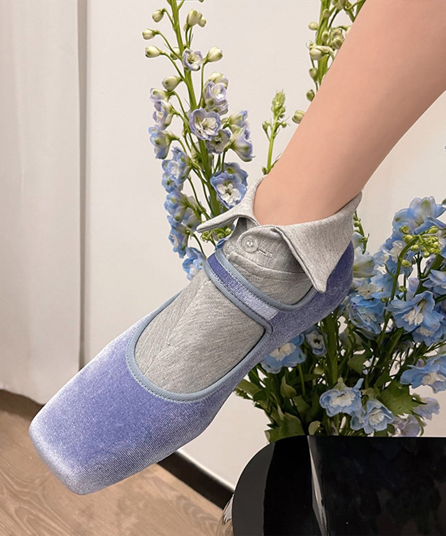 【HOOK】for girls ポロ襟デザイン　ヴィンテージライク 無地ショートソックス