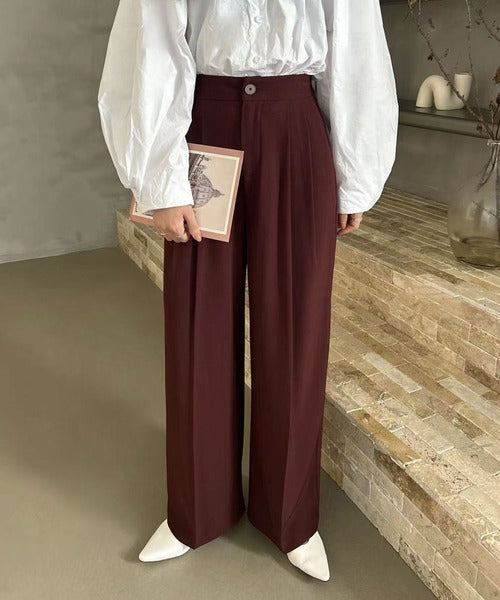 ストレート タック ワイドパンツ