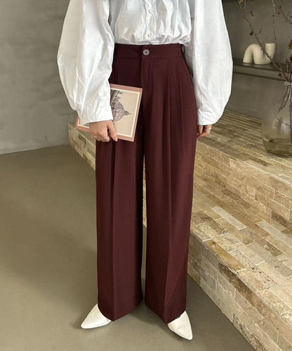 ストレート タック ワイドパンツ