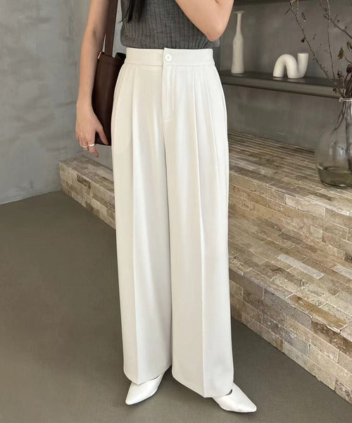 ストレート タック ワイドパンツ
