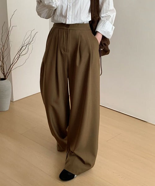 ストレート タック ワイドパンツ