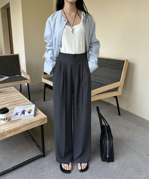 ストレート タック ワイドパンツ