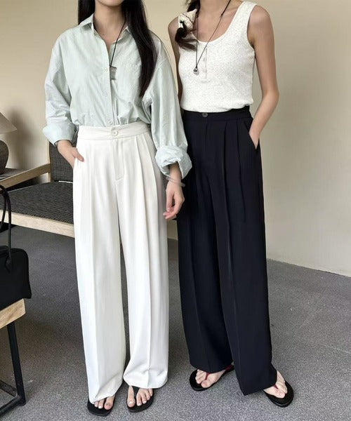 ストレート タック ワイドパンツ