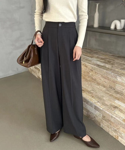 ストレート タック ワイドパンツ