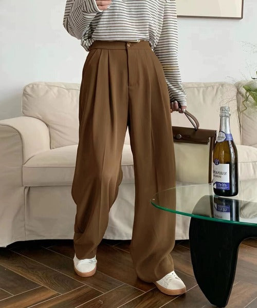 ストレート タック ワイドパンツ