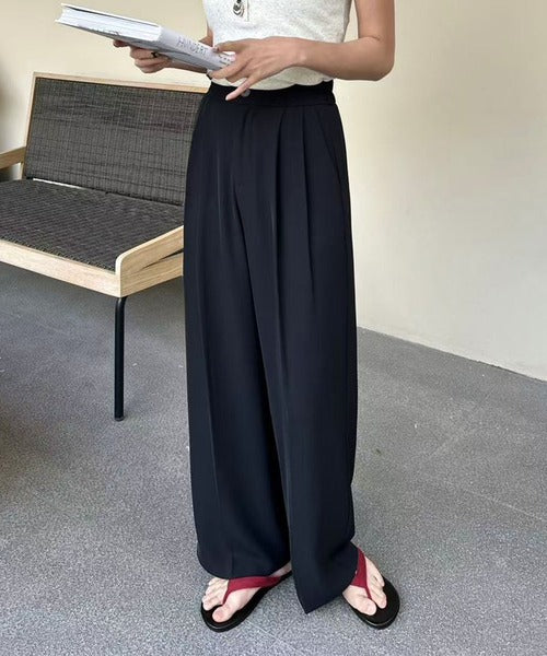 ストレート タック ワイドパンツ