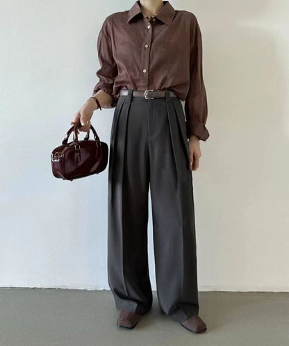 aimoha /ストレート ダブルタック ワイドパンツ