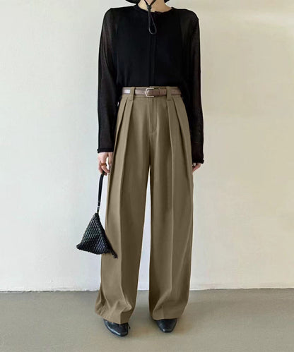 aimoha /ストレート ダブルタック ワイドパンツ