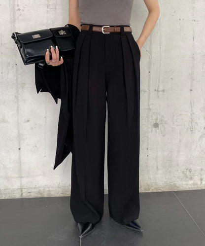 aimoha /ストレート ダブルタック ワイドパンツ