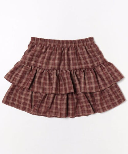 HOOK for girls　チェック柄 ティアードプリーツスカート　韓国ガーリー