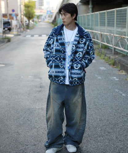 HOOK -original-　民族風幾何学模様ボアジャケット