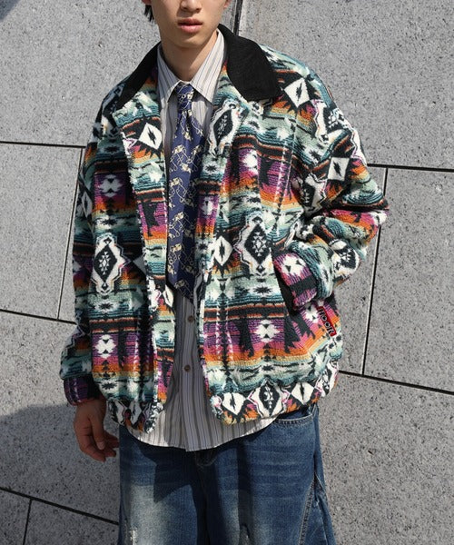HOOK -original-　民族風幾何学模様ボアジャケット