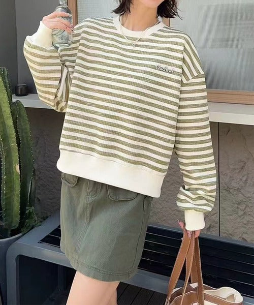 オーバーシルエット ボーダー プルオーバー