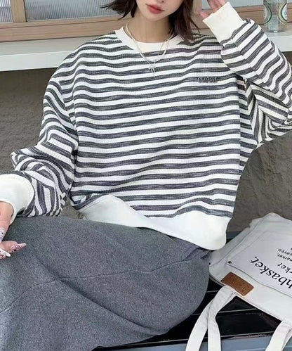 オーバーシルエット ボーダー プルオーバー