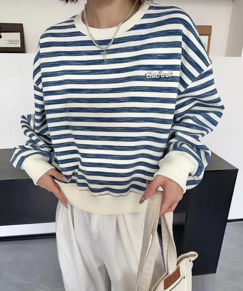 オーバーシルエット ボーダー プルオーバー