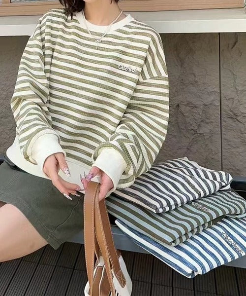 オーバーシルエット ボーダー プルオーバー