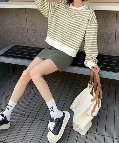 オーバーシルエット ボーダー プルオーバー