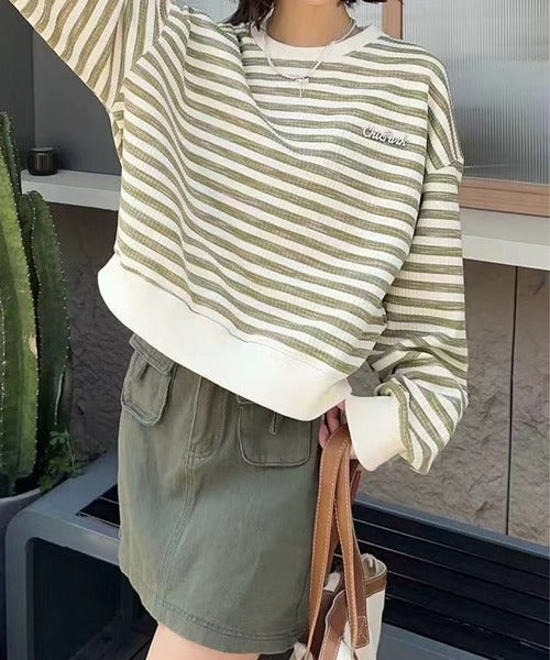 オーバーシルエット ボーダー プルオーバー