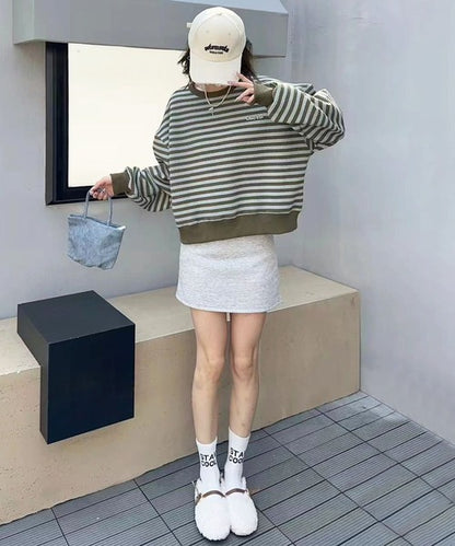 オーバーシルエット ボーダー プルオーバー