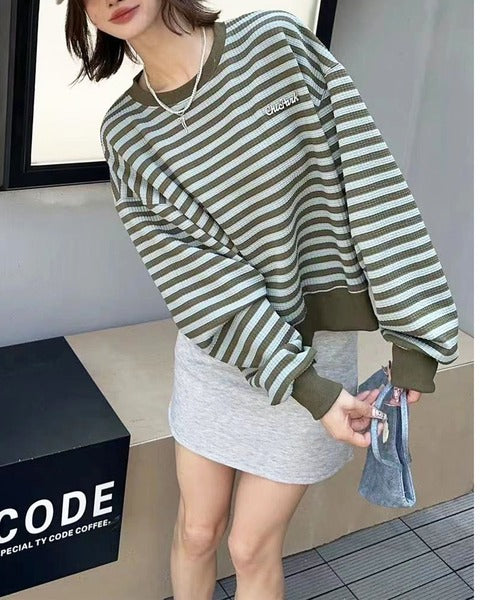 オーバーシルエット ボーダー プルオーバー