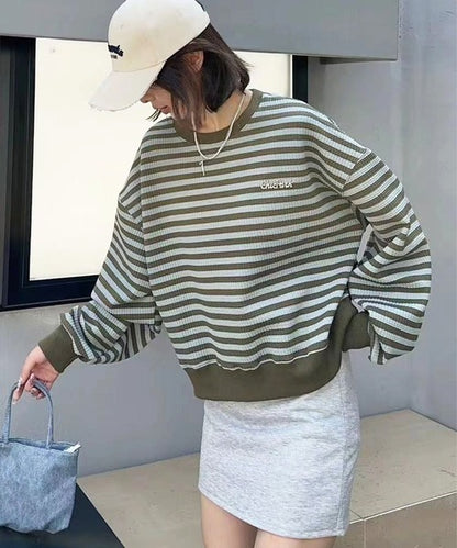 オーバーシルエット ボーダー プルオーバー