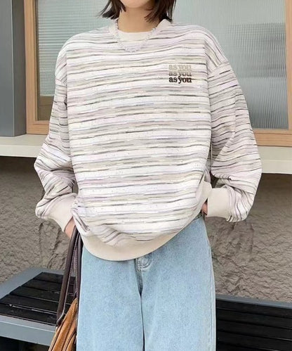 オーバーシルエット マルチボーダー プルオーバー