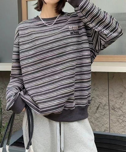 オーバーシルエット マルチボーダー プルオーバー